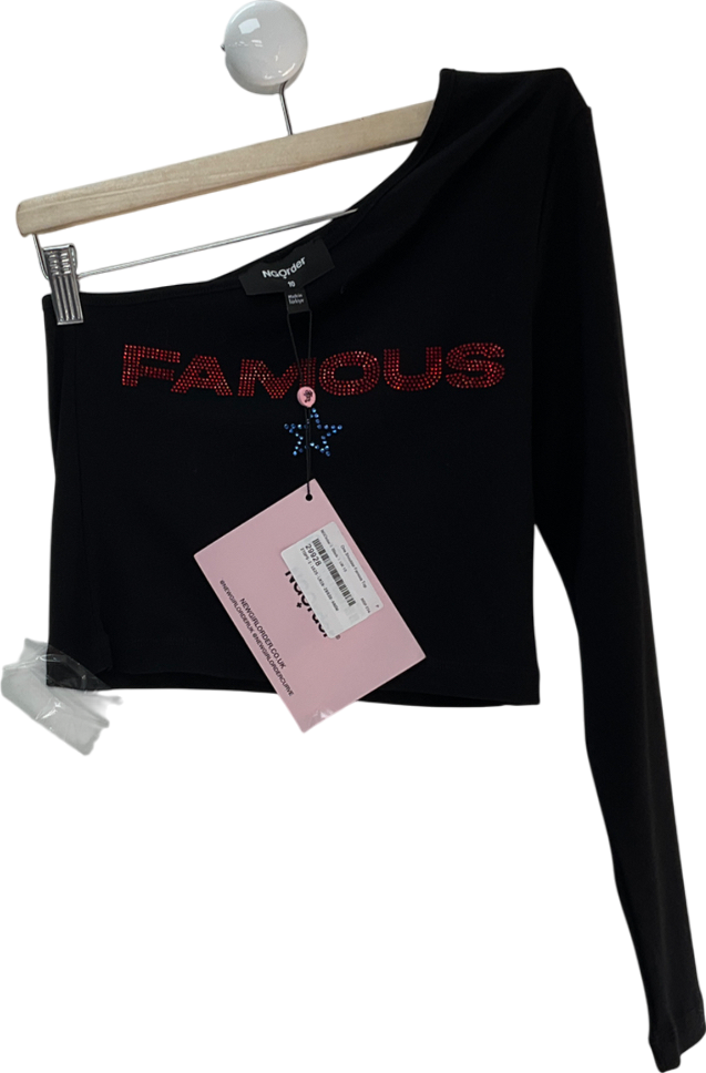 New Girl Order Black One Shoulder Famous Top UK 10