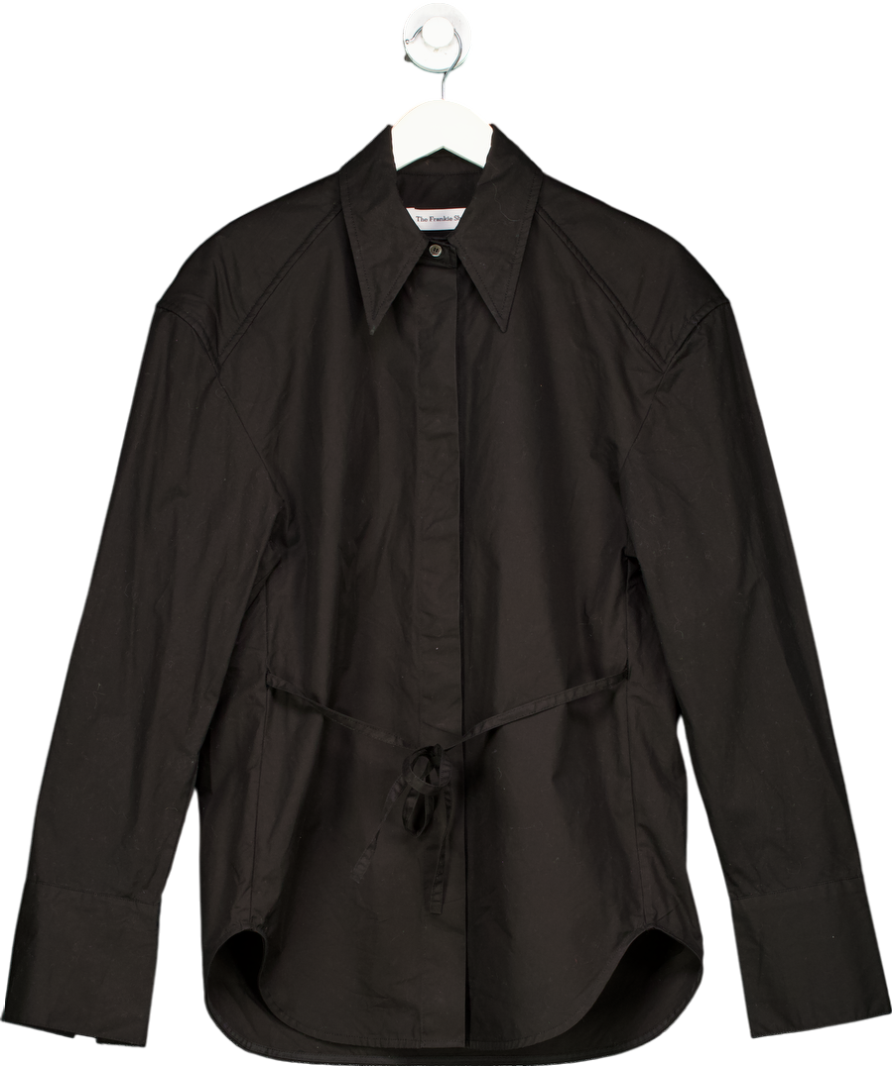 FRANKIE SHOP Black Tie Waist Cotton Shirt UK M/L