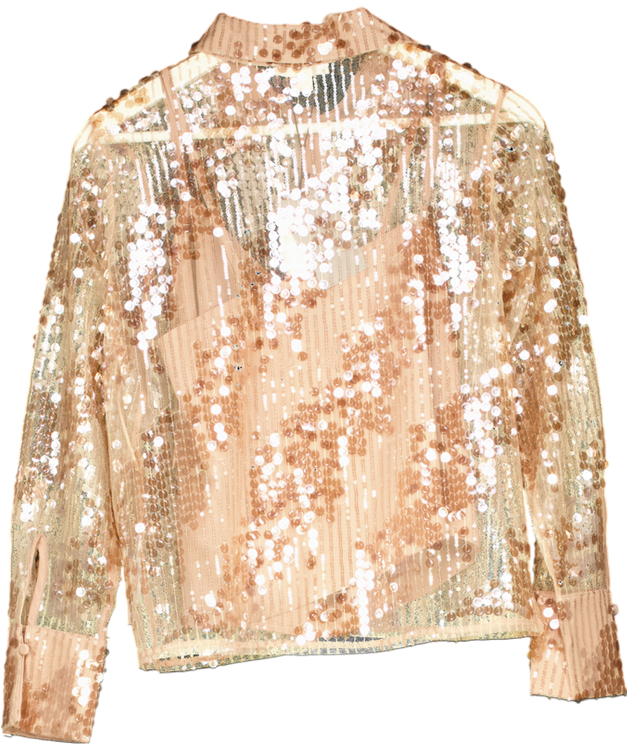 Monsoon Gwen Sheer Sequin Shirt Pink UK 8