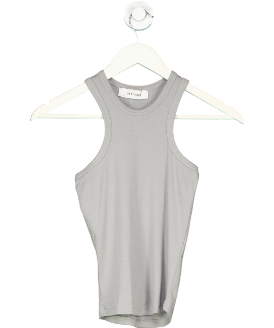 DE ROCOCO Grey Rib Sleeveless Tank Top UK S