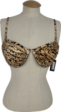 4th & Reckless Brown Dori Abstract-print Bikini Top UK 12