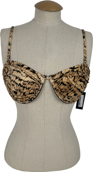 4th & Reckless Brown Dori Abstract-print Bikini Top UK 12