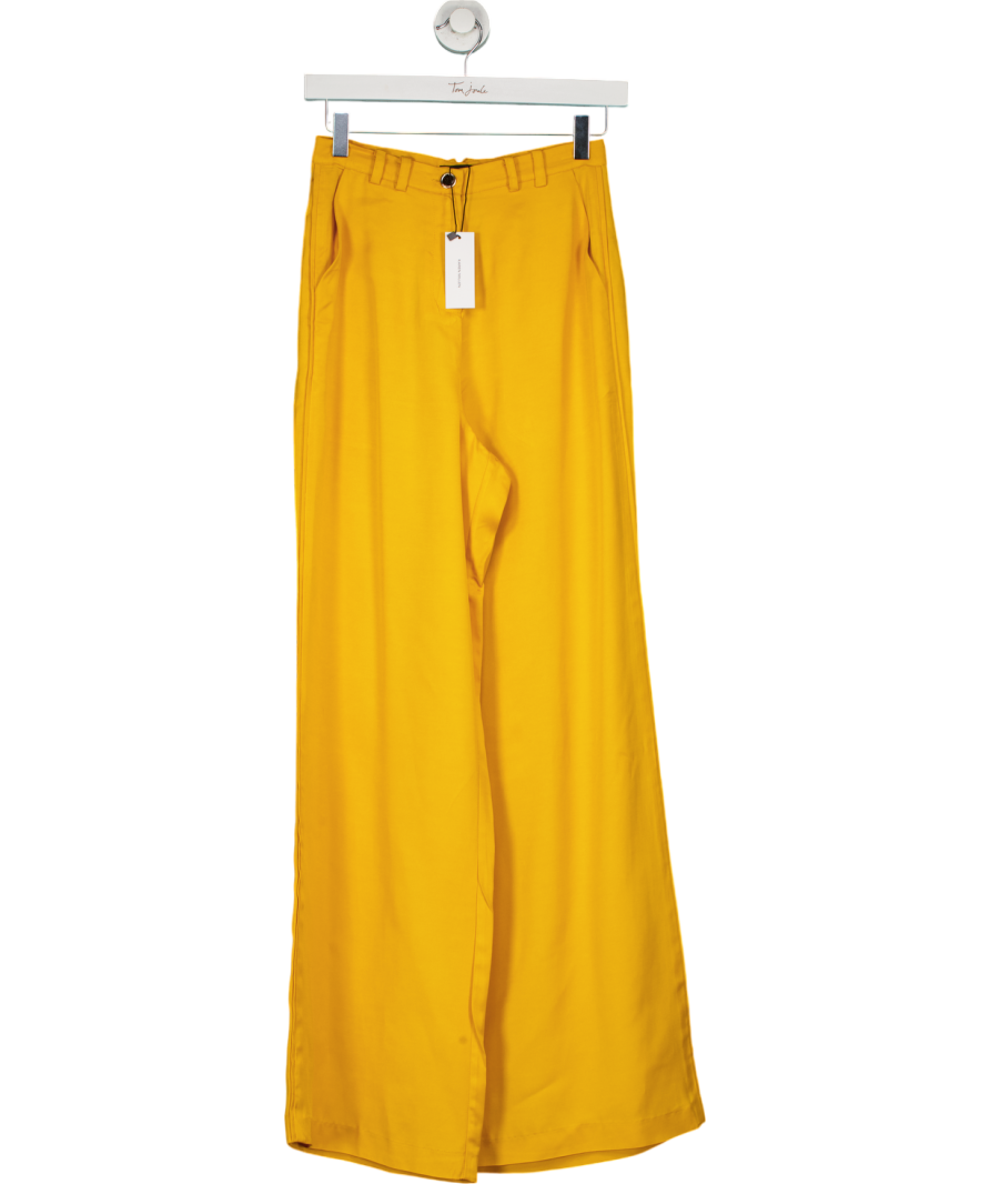 Karen Millen Yellow Premium Viscose Linen Woven Straight Leg Trouser UK 6