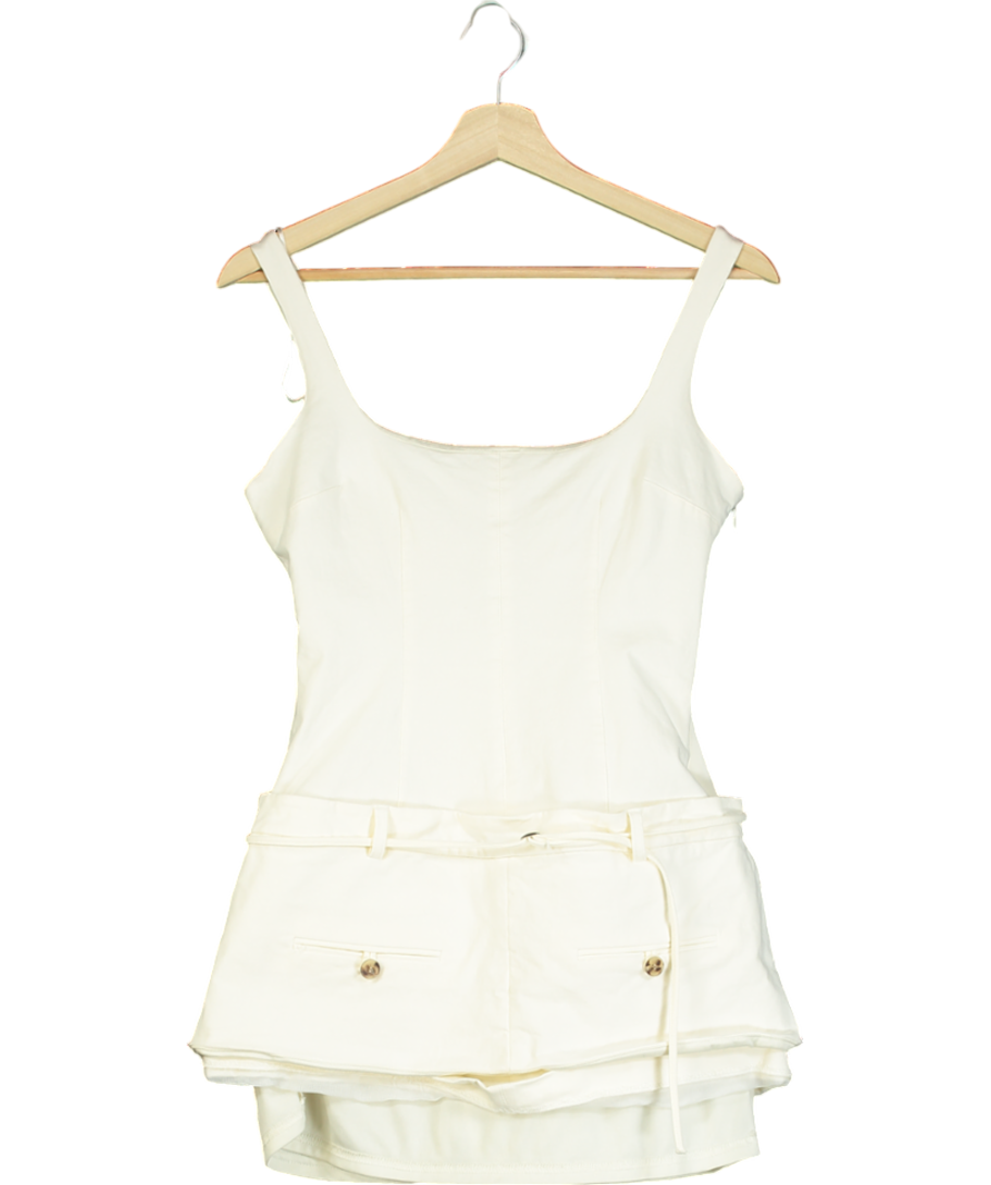 ZARA Cream Belted Fitted Mini Dress UK M