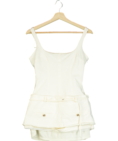 ZARA Cream Belted Fitted Mini Dress UK M