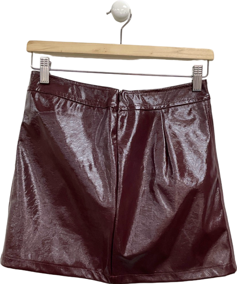 New Look Burgundy Faux Leather Skirt UK 8