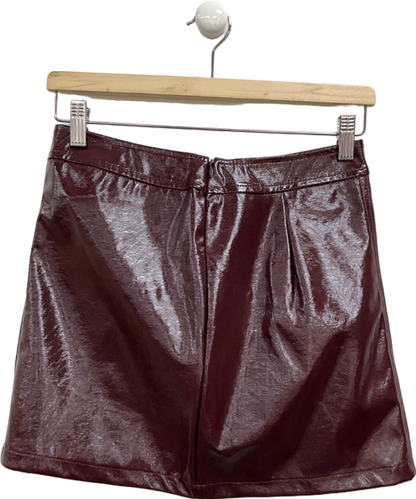 New Look Burgundy Faux Leather Skirt UK 8