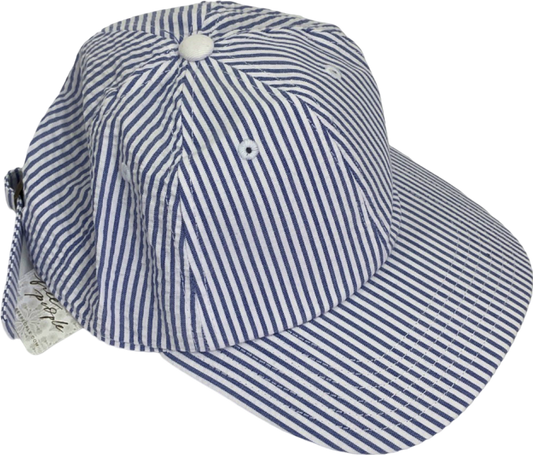 Free People Blue/White Striped Baseball Cap One Size