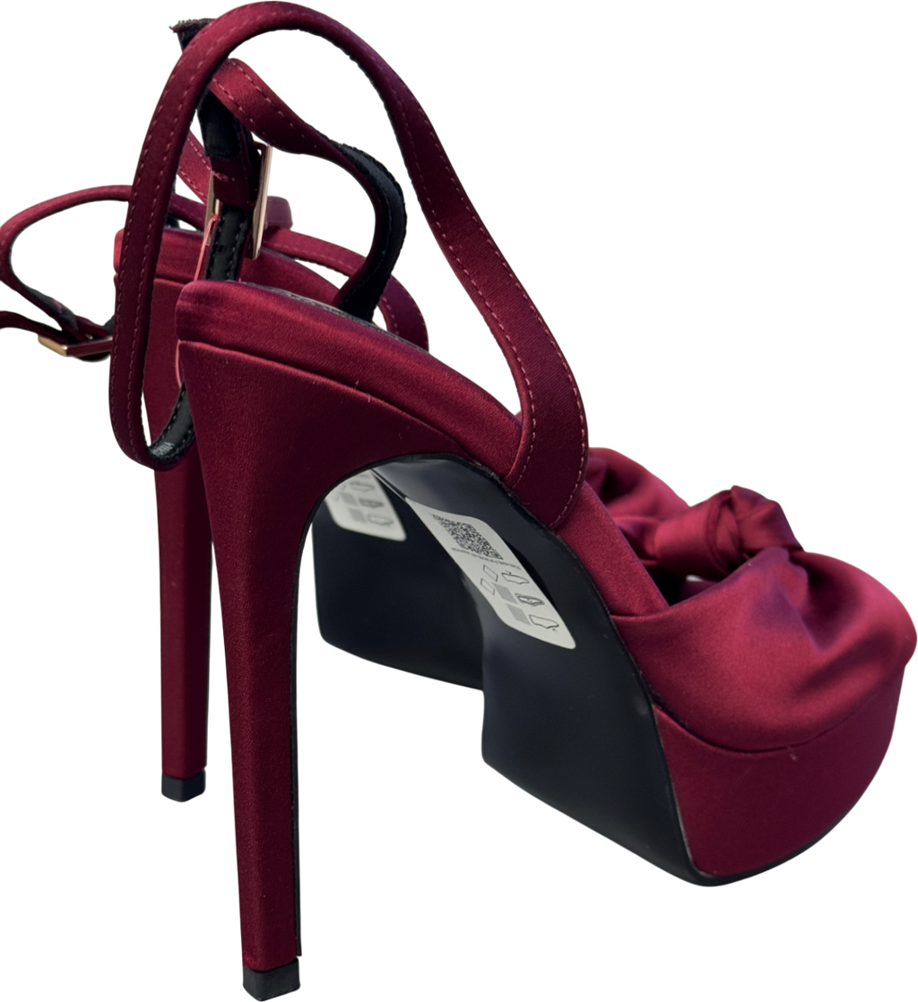 ASOS Design Nova Knot Platform High Heel Sandal In Burgundy Red UK 5 EU 38 👠