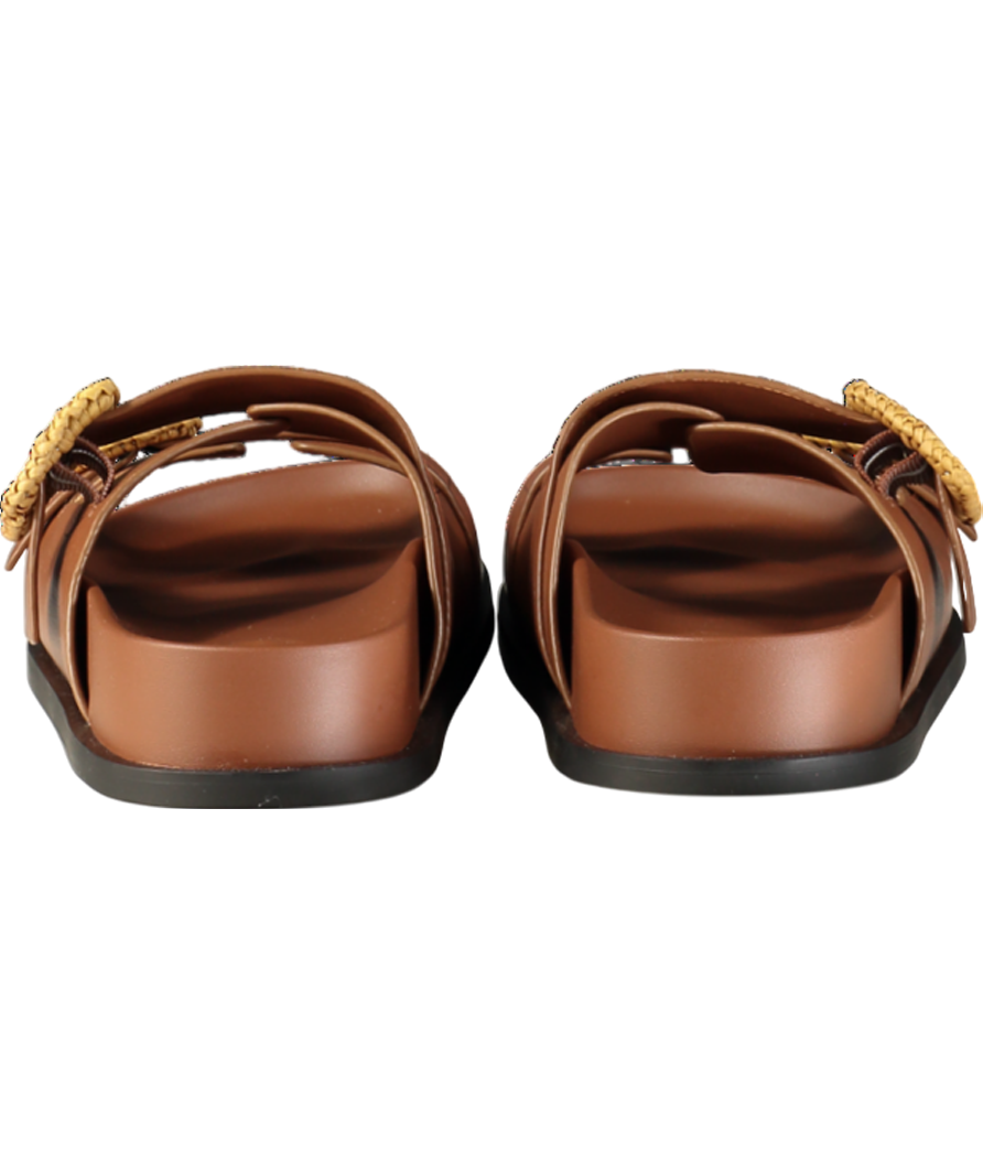 Charles & Keith Brown Woven Buckle Double Strap Sandals UK 4 EU 37 👠