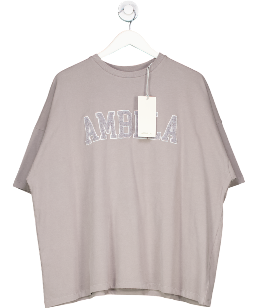 Ambela Grey Oversized Soft Cotton T-shirt UK L