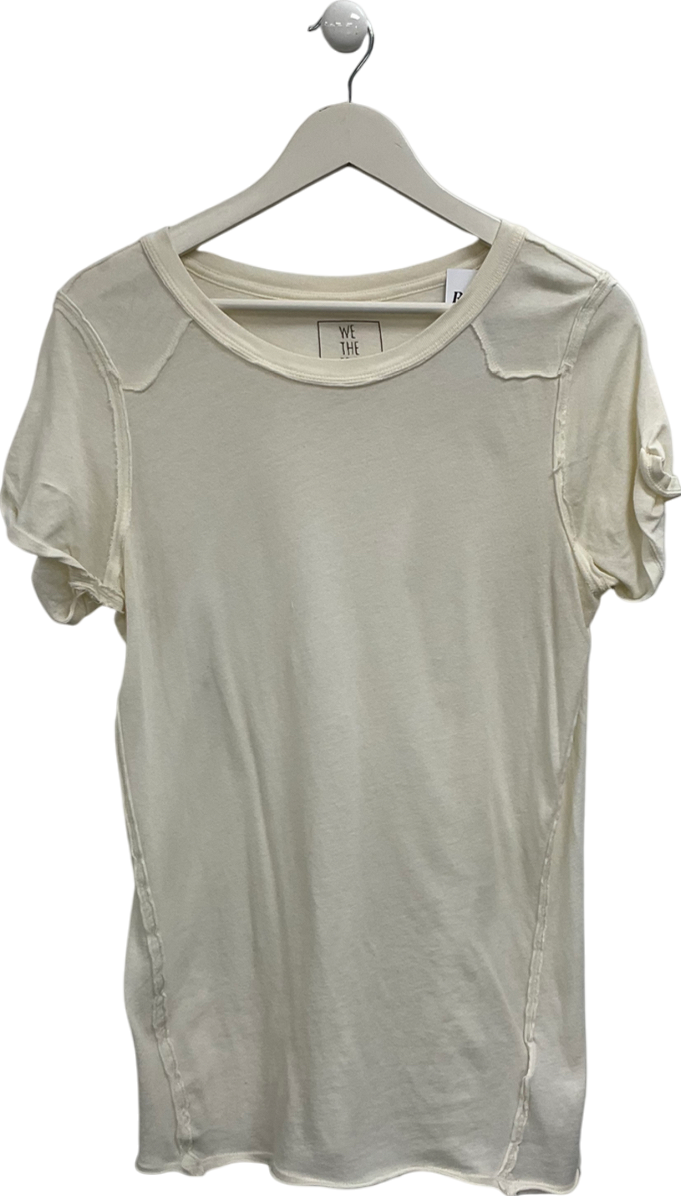 We The Free Cream Exposed Hem Longline Shortsleevetop UK XL