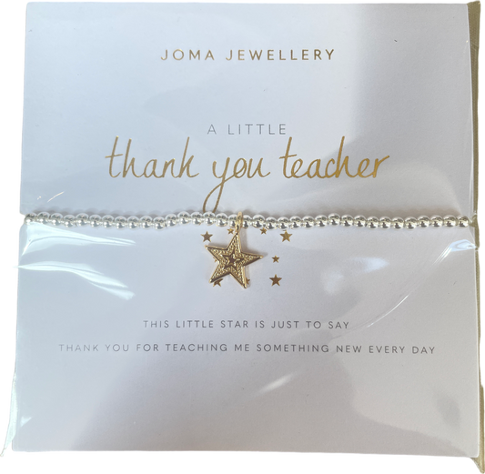 Joma Jewellery Silver & Gold A Little 'thank You Teacher' Bracelet One Size