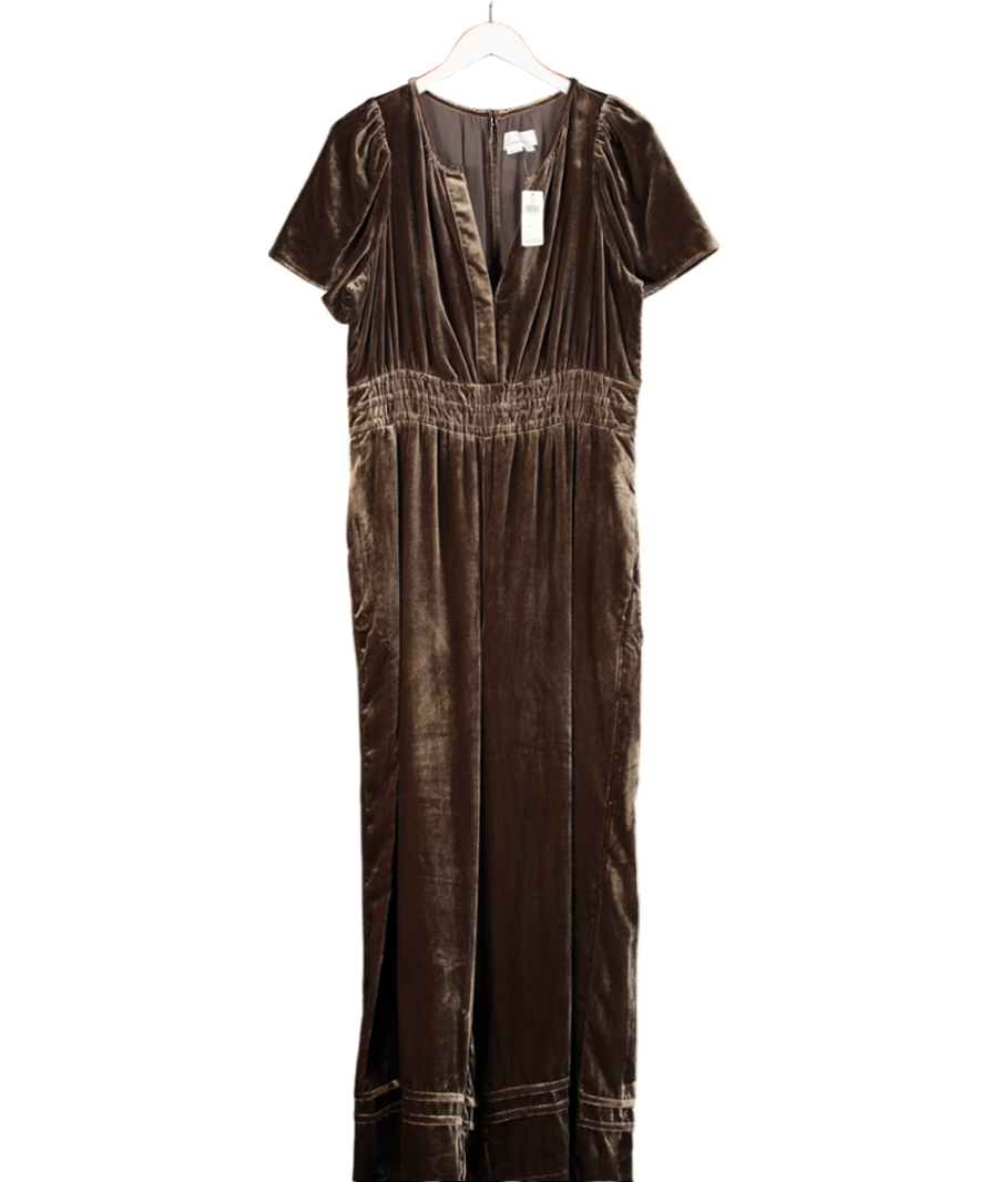 Anthroplogie Brown Somerset Velvet Jumpsuit UK L