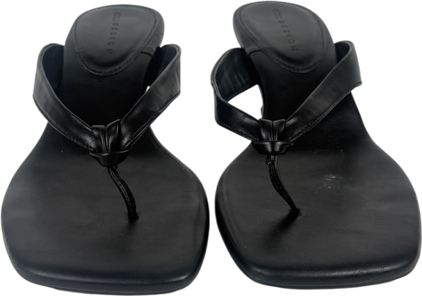 ASOS Black Havana Toe Thong Kitten Heel Sandals UK 7 EU 40