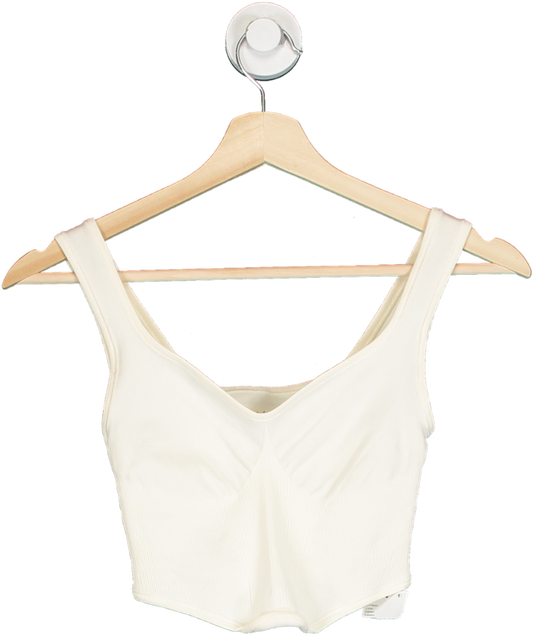 Urban Outfitters Cream Ribbed Cropped Tank Top UK XS/S