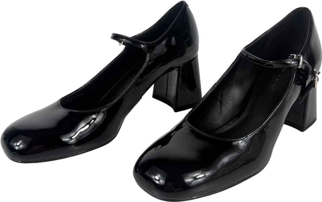 Charles & Keith Black Patent Block-heel Mary Jane Pumps UK 5 EU 38