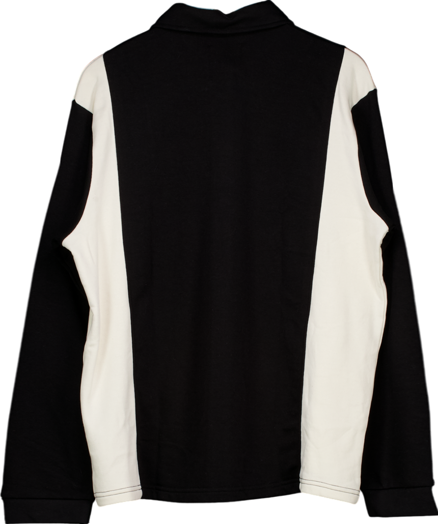 boohooMan Black Stripe Rugby Polo Shirt UK L