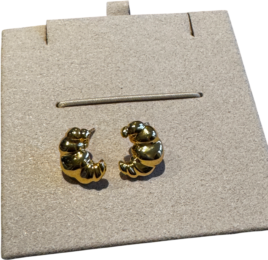 SUIHE 18k Yellow Gold Vermeil Over Sterling Silver Croissant Earrings One Size