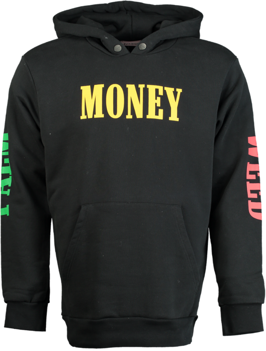 Palm Angels Black Money Weed Palm Hoodie UK S