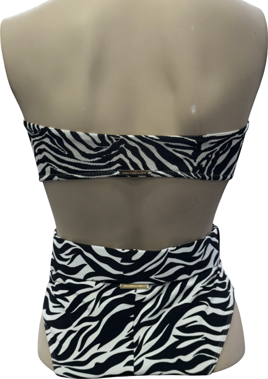 Alexandra Miro Black / White Zebra Print 2-piece High Waisted Bikini Set UK S/M