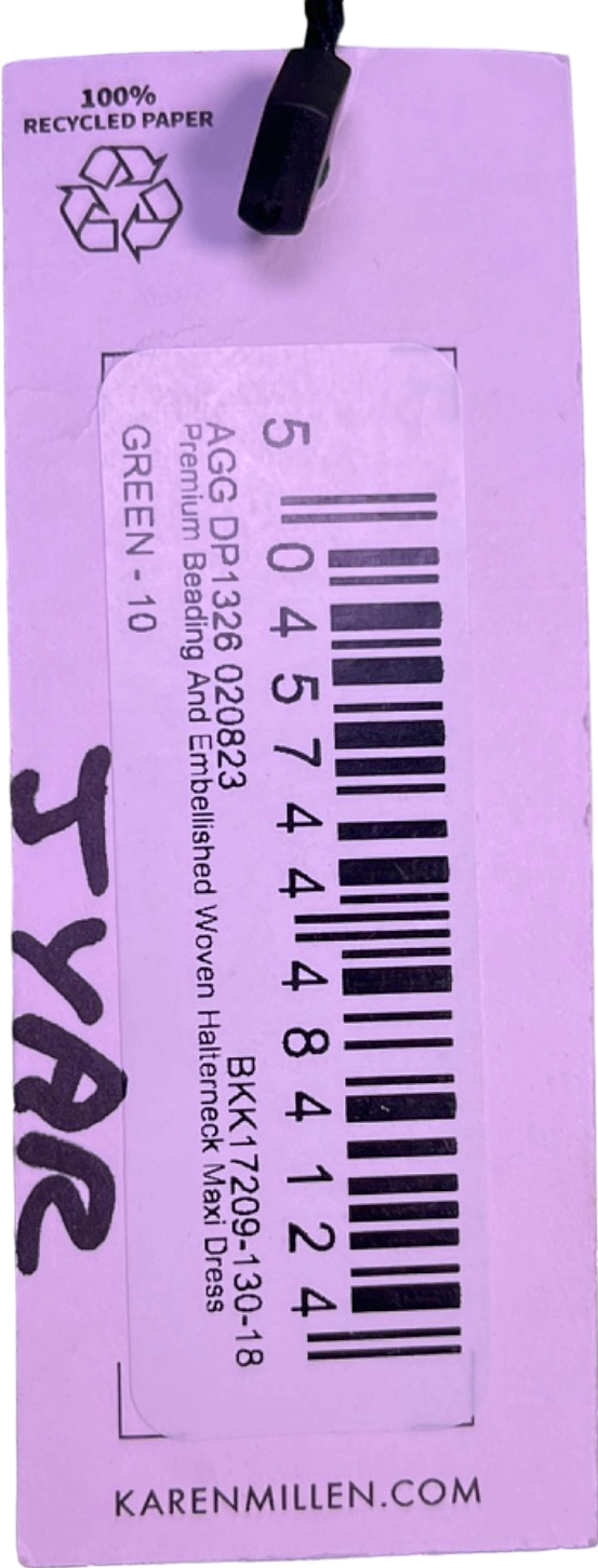 Karen Millen Green premium embellished maxi dress UK 10