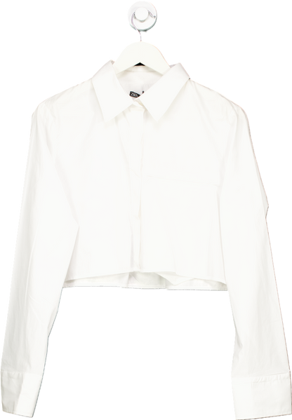 Zara White Cropped Shirt UK L