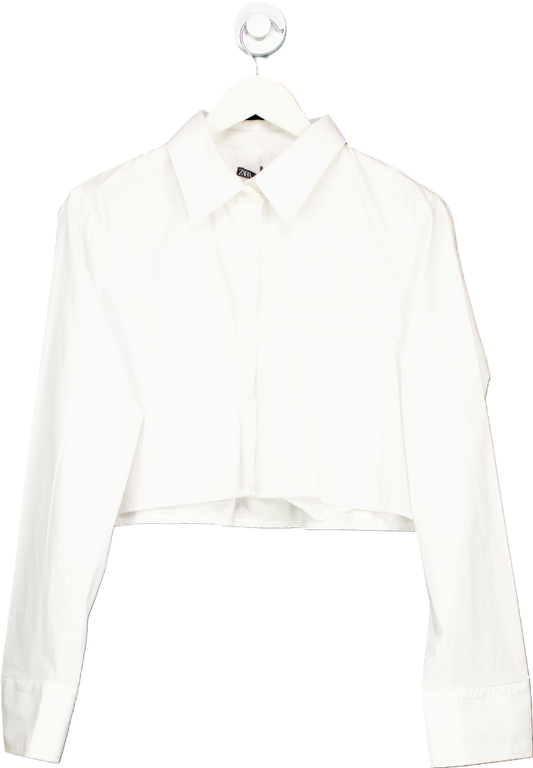 Zara White Cropped Shirt UK L