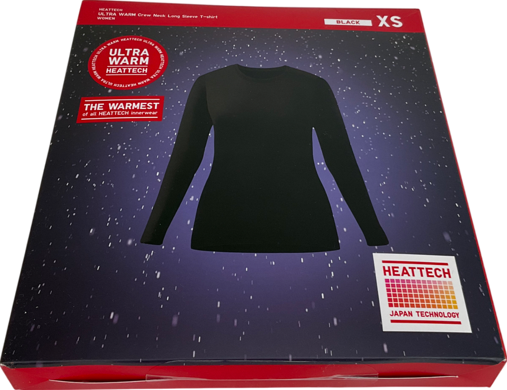 Uniqlo Black Ultra Warm Crew Neck T-shirt UK XS