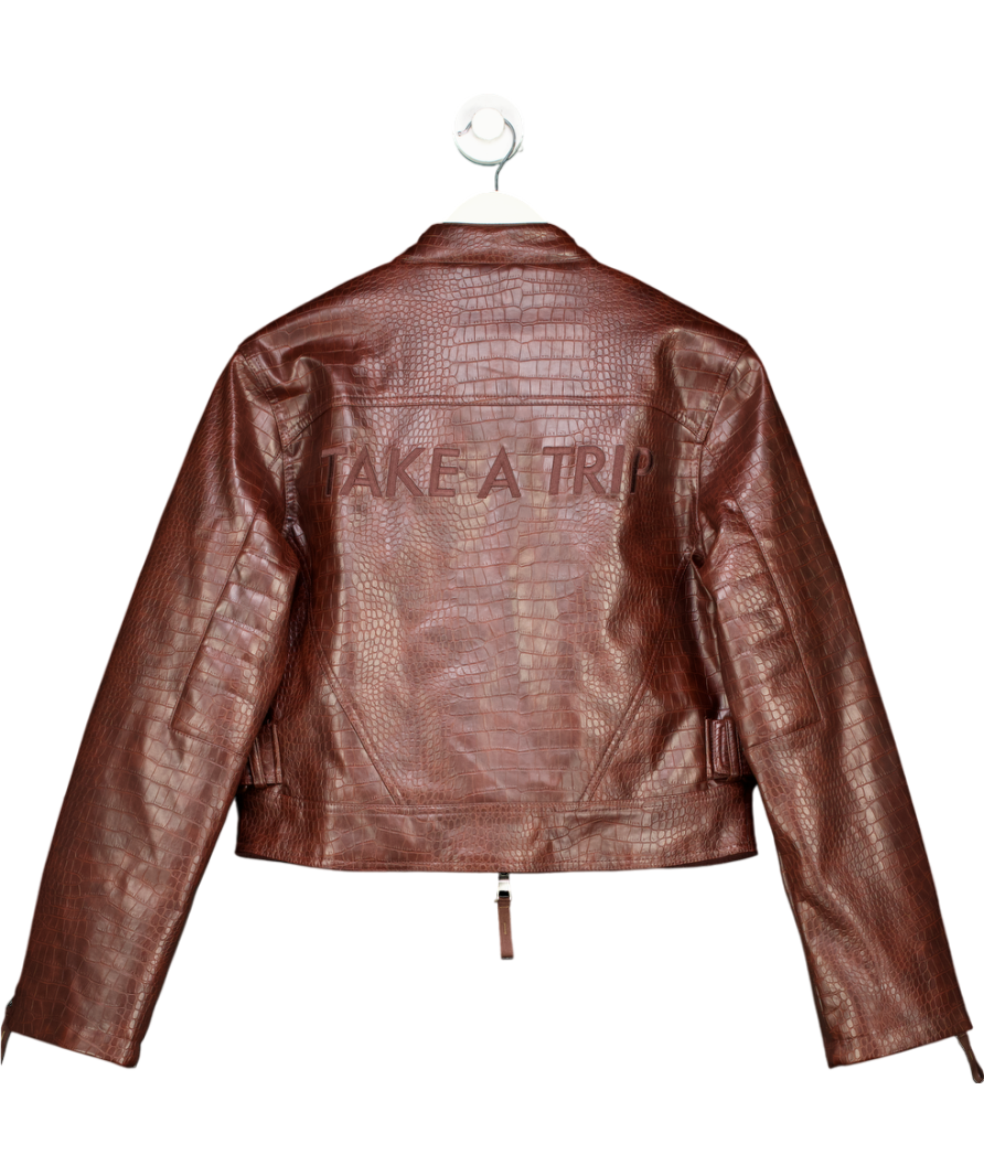 HOUSE OF SUNNY Brown Take A Trip Mini Racer Jacket UK 6