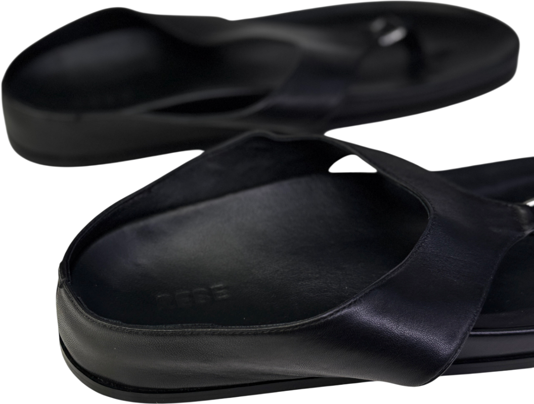 REBE Black Leather Footbed Antonia Slide Sandal UK 6 EU 39 👠