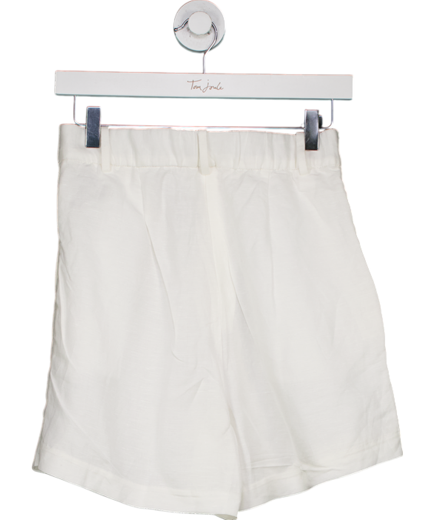 H&M White Linen-blend Shorts UK 8