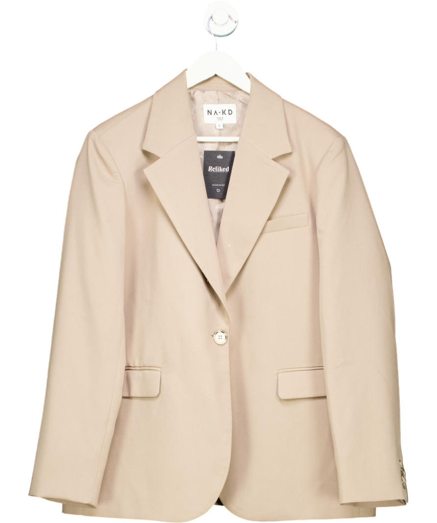 NA-KD Beige Oversized Blazer UK 8