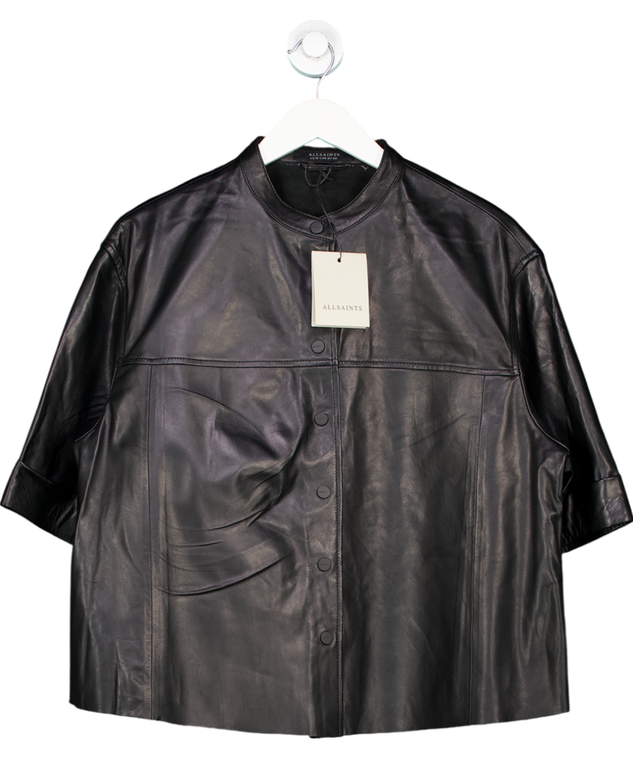 AllSaints Black Jenna Lea Leather Shirt UK 10