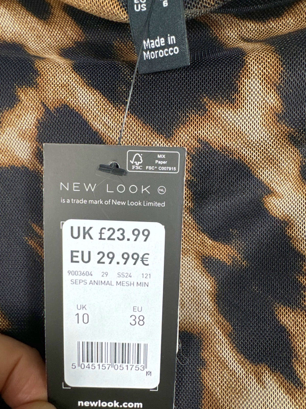 New Look Leopard Print Animal Mesh Mini Skirt UK 10