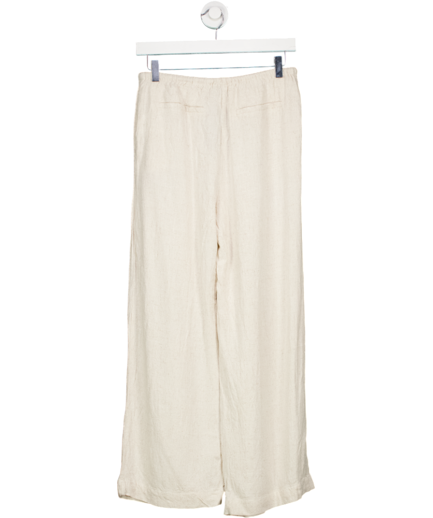 PRETTY LAVISH Beige Nessa Drawstring Linen Blend Trousers UK 8