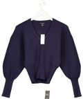Karen Millen Blue Wool Look V Neck Batwing Knit Jumper UK XS
