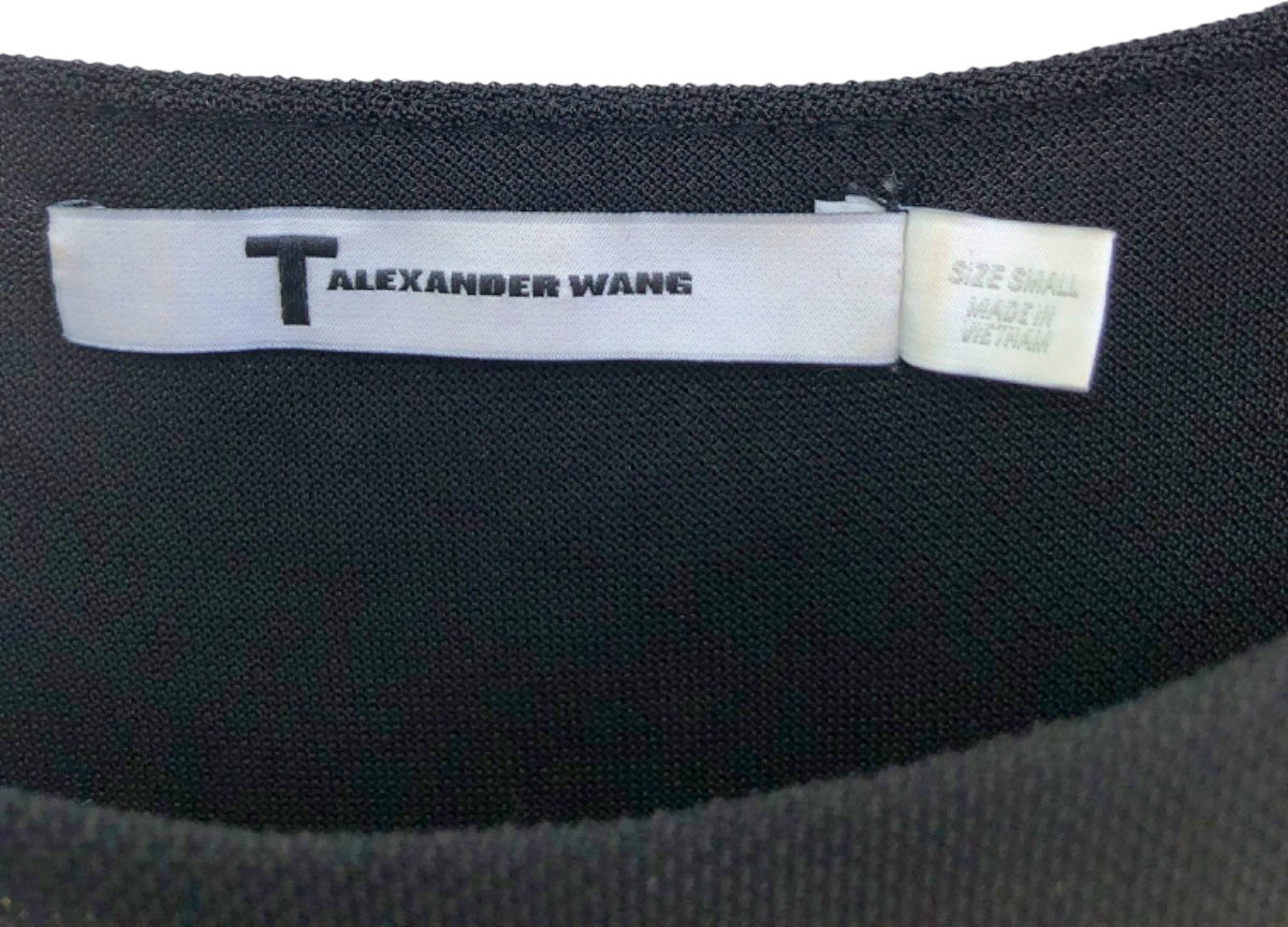 T by Alexander Wang Black Ruched Long Sleeve Dress UK 8