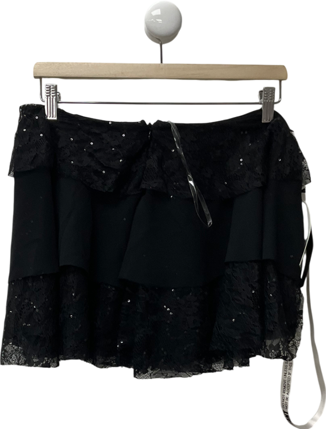 Mistress Rocks Black Layered Mini Skirt UK M