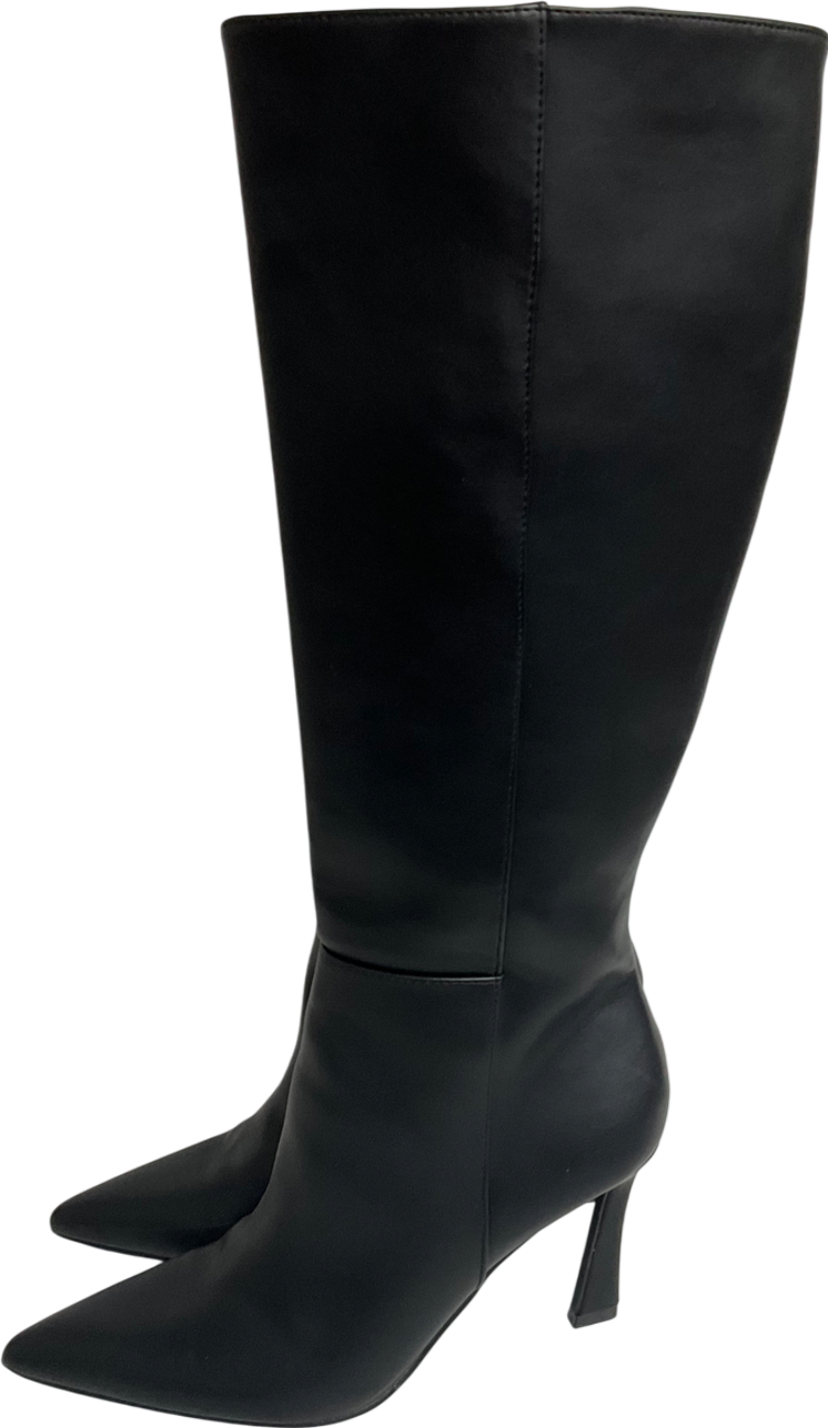 ASOS Wide Fit Charm Heeled Knee Boot In Black UK 7 EU 40 👠