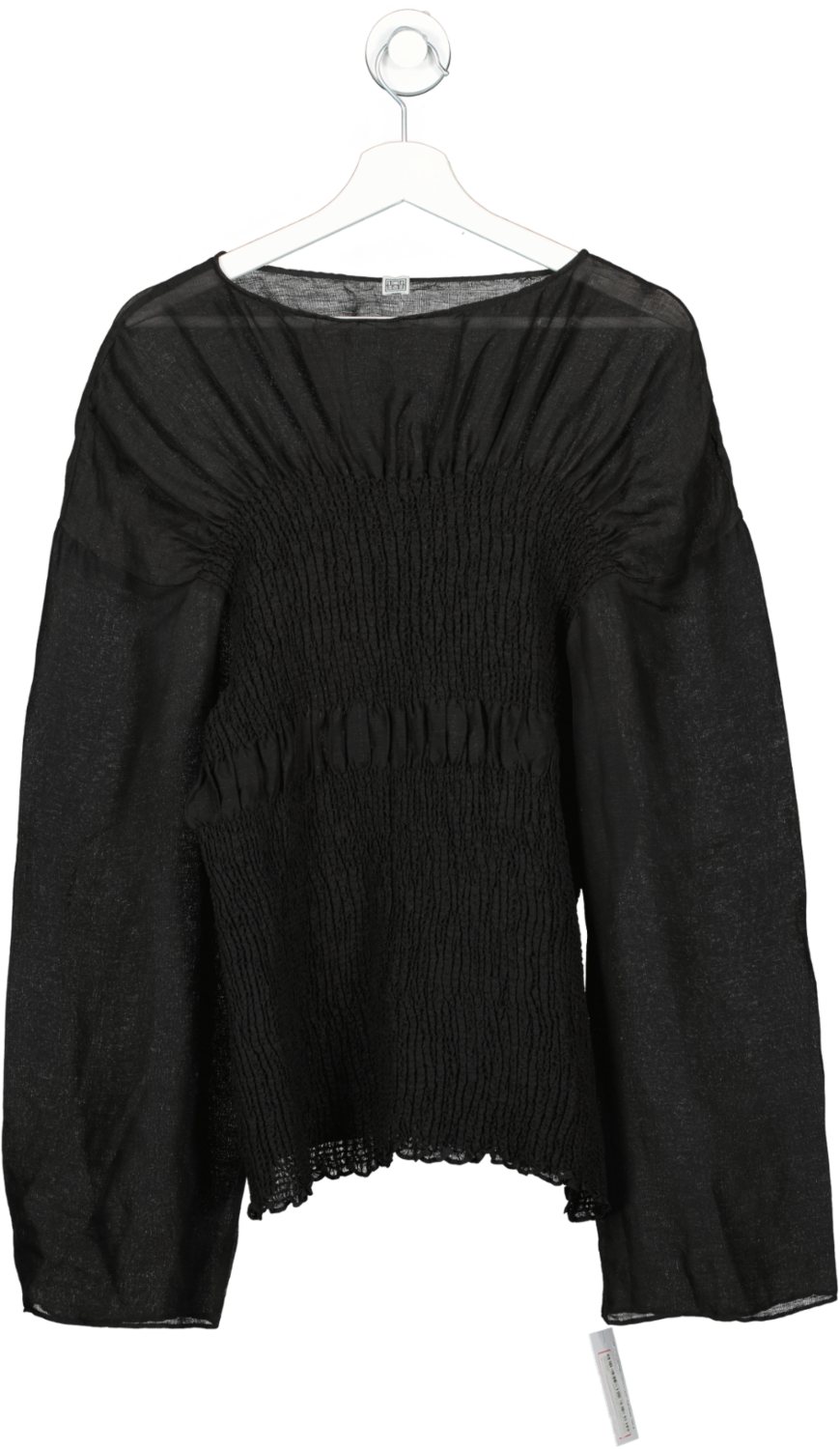 Totême Black Linen/silk Blend Gathered Top UK M