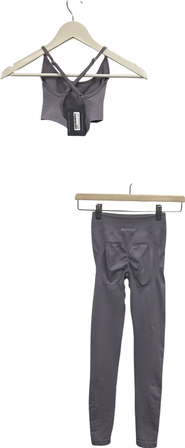 Bo + Tee Purple High Waist Leggings Uk Xs And Seamless Crop Top UK XXS