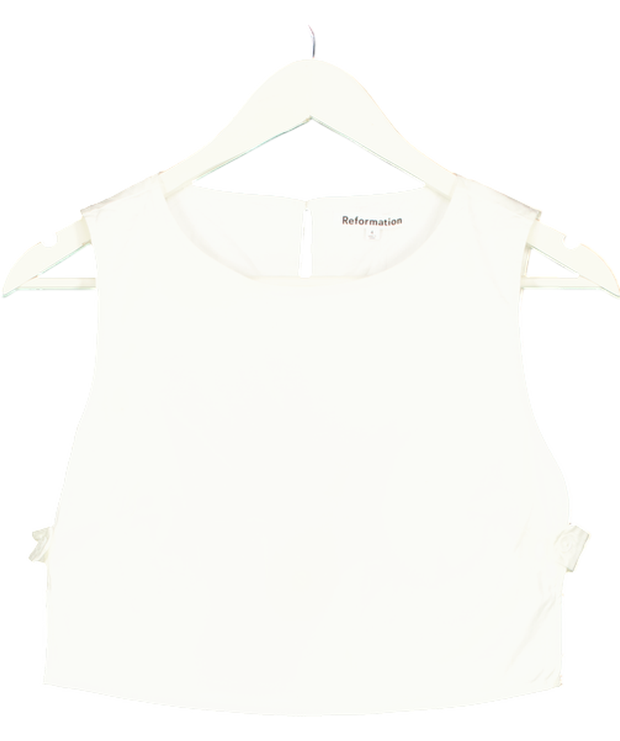 Reformation White Side Fastening Vest UK 4