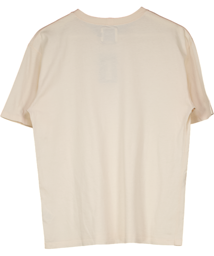 Drake's 100% Cotton Cream Crew Neck T-shirt UK M