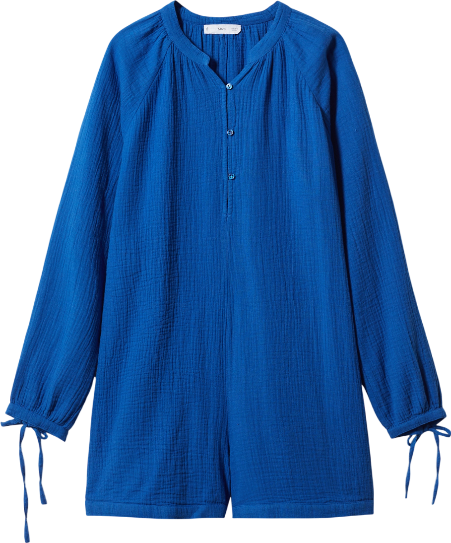 MANGO Blue Short Jumpsuit With Buttons UK S