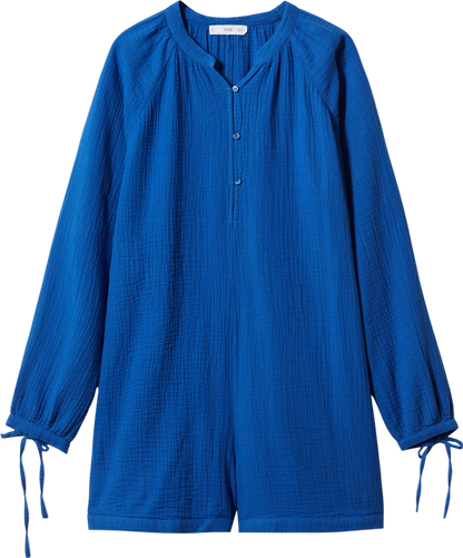 MANGO Blue Short Jumpsuit With Buttons UK S