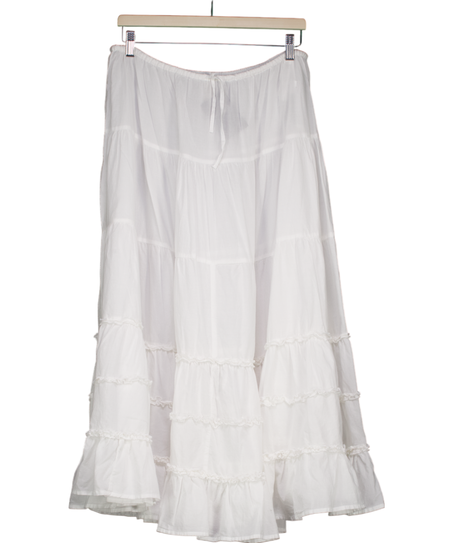 Stradivarius White Cotton Maxi Skirt UK XL