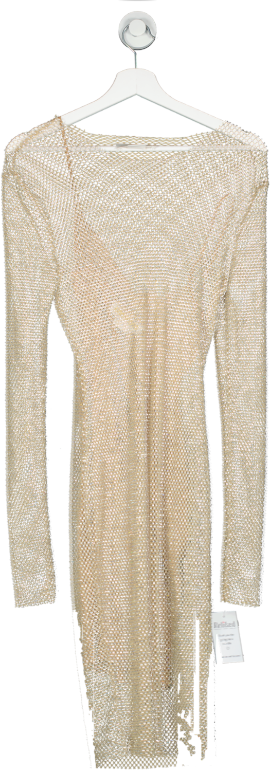 genny Nude Crystal Embellished Mesh Mini Dress UK 6