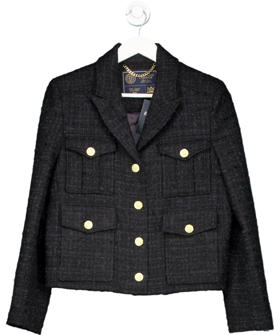Holland Cooper Richmond Jacket Black Sparkle Tweed UK 12