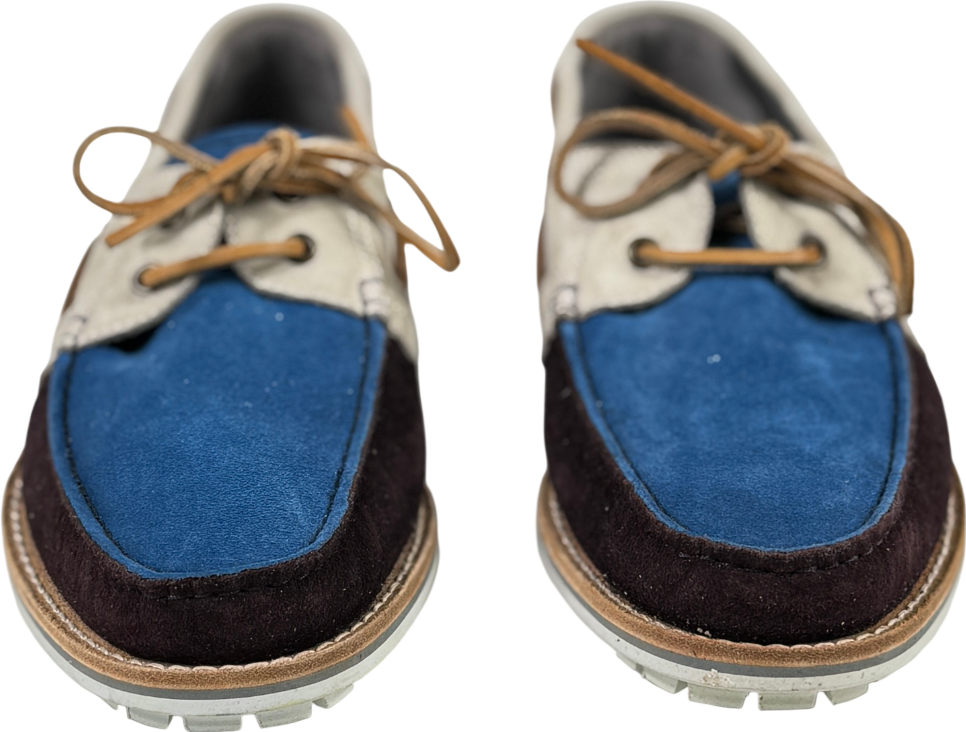 LANVIN Blue / Multi Leather & Suede Boat Shoes UK 9 EU 43 👞